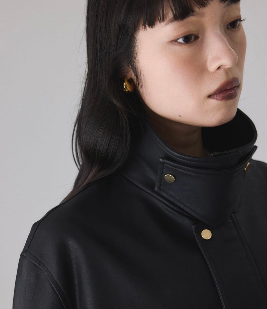 美品　アダムエロペ　シンセティックレザーフライトジャケット　黒