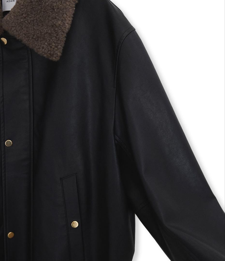 美品　アダムエロペ　シンセティックレザーフライトジャケット　黒