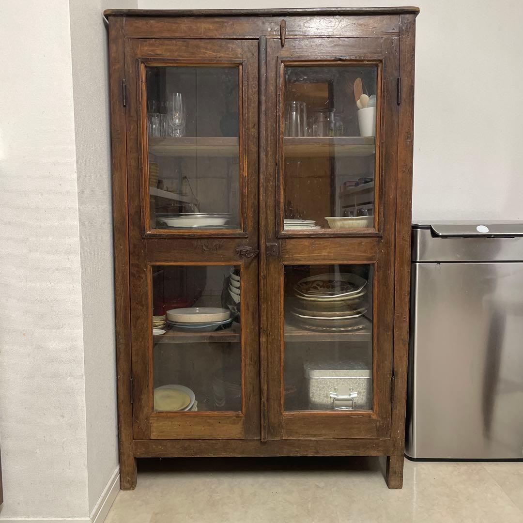 アンティーク　食器棚　本棚　シェルフ　キャビネット