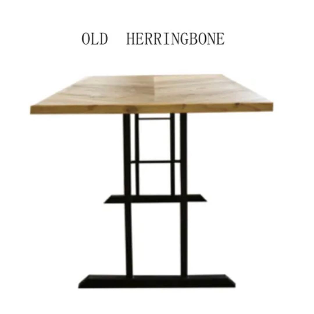 2本脚テーブル　ヘリンボーン柄