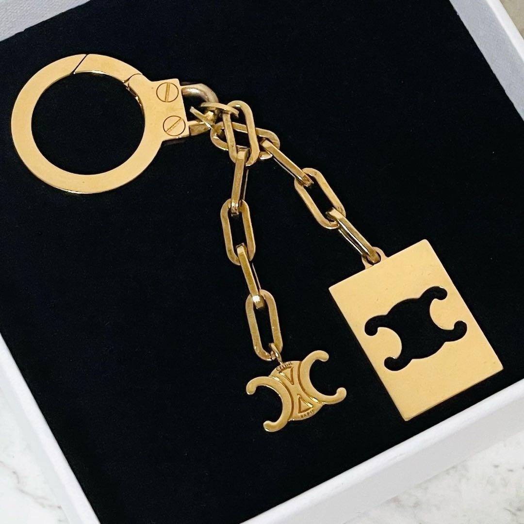 てて様用 セリーヌ トリオンフ プレートチャーム キーホルダー キーリング