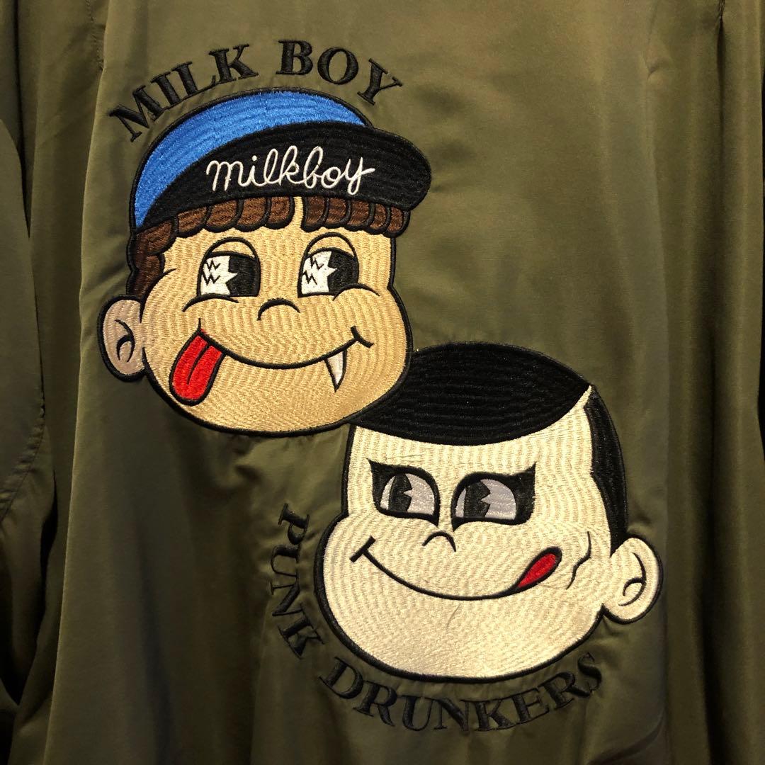 パンクドランカーズ✖️ミルクボーイコラボアイテム　MBPD スカジャン オリーブ色