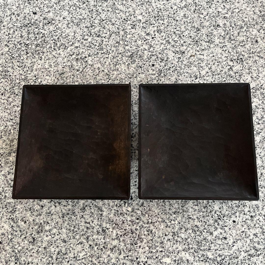 三谷龍二　黒拭き漆　角皿　 2枚セット
