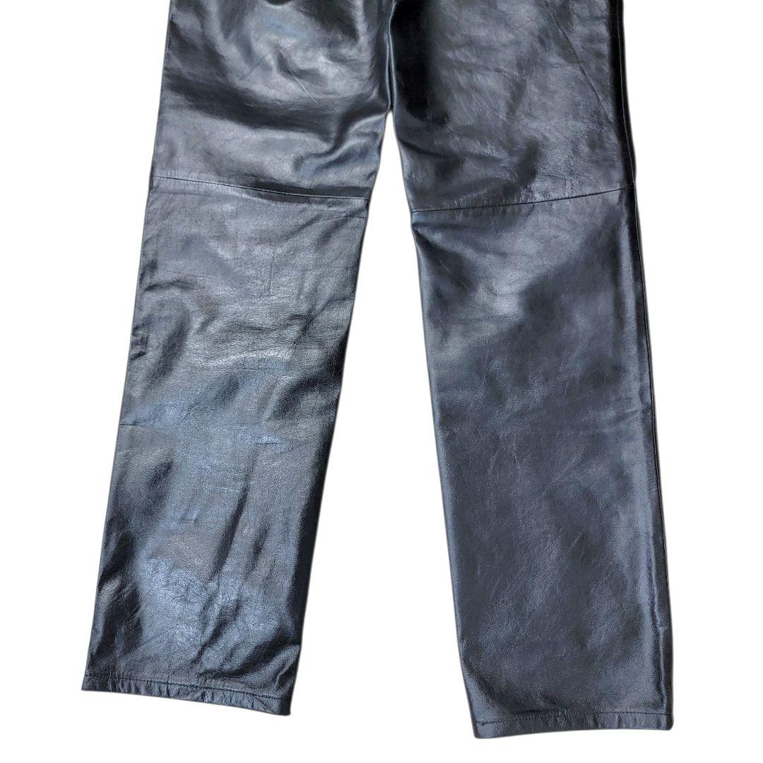 ほぼ未使用 極上 ポールスミス 馬革 ホースハイド 76 レザーパンツ 黒