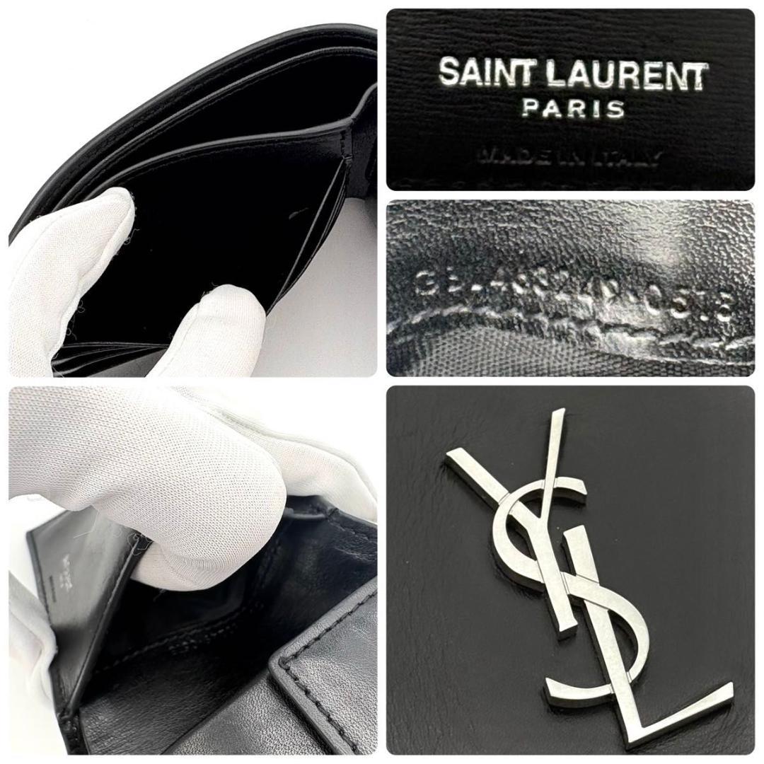 サンローラン 折財布 カサンドラ カーフ レザー 黒 ブラック 2600