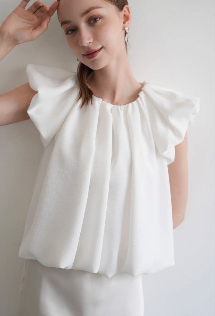 トップス acka drape volume tops white