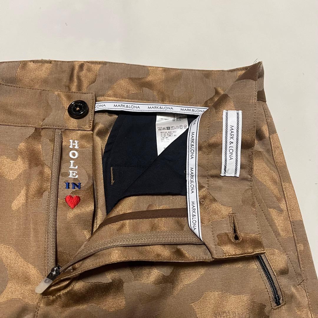 美品 定番 人気 MARK&LONA ロゴ カモフラ ロングパンツ M ブラウン