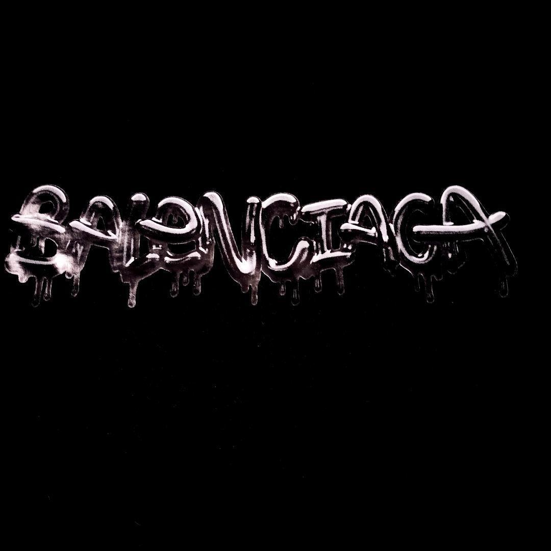 バレンシアガ スライムロゴ グラフィック オーバーサイズ 長袖Tシャツ 黒 L