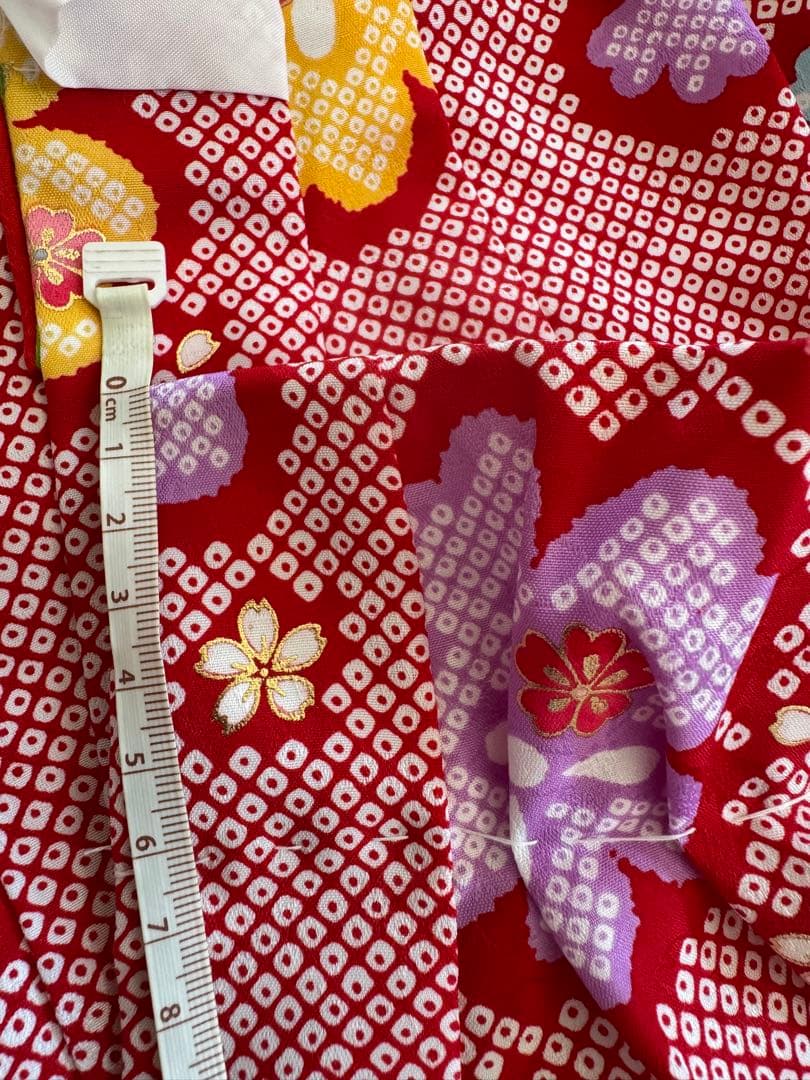 七五三 花ひめ　赤とピンク花柄　三歳　着物　箱付きです