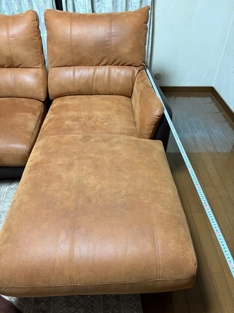 ブラウン コーナーソファ 合成皮革