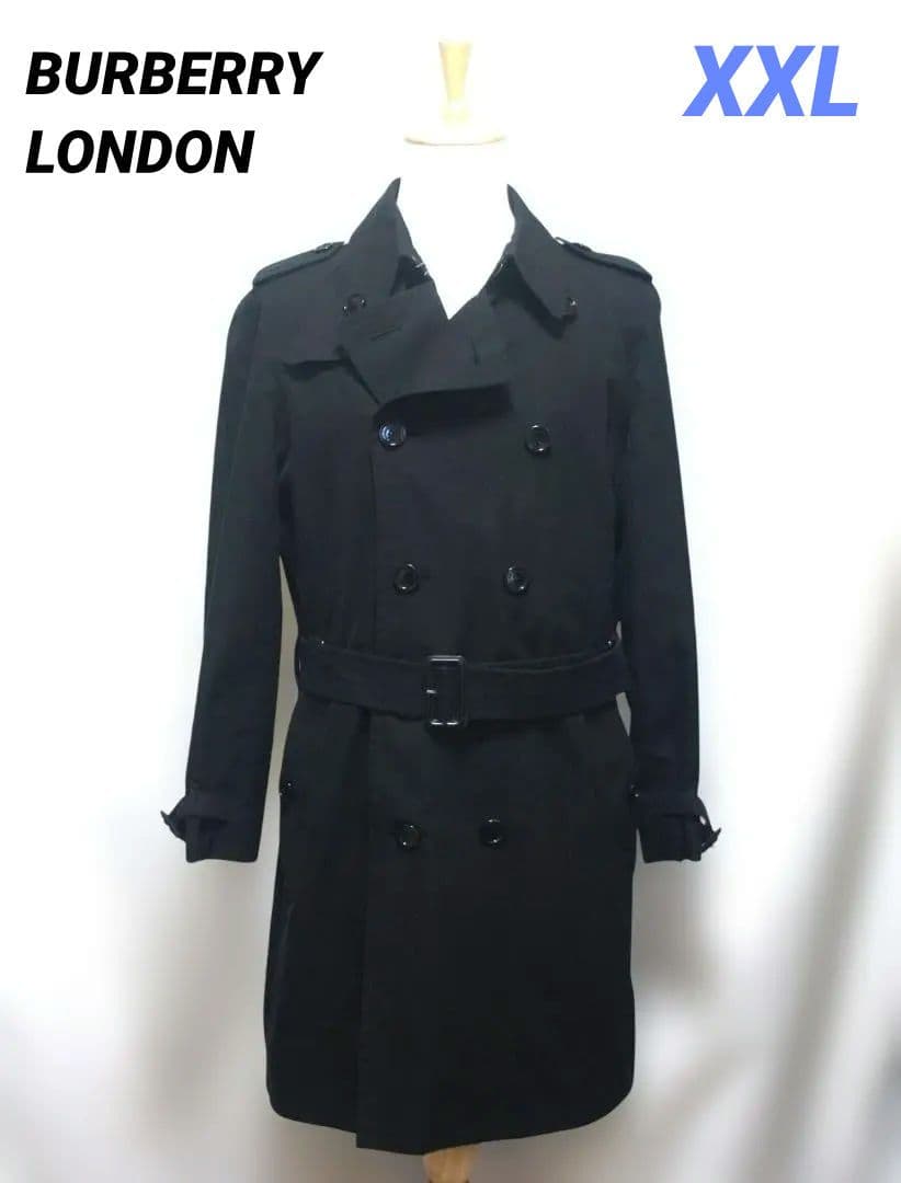 1-503.バーバリーロンドン トレンチコートブラック ライナー メンズ XXL