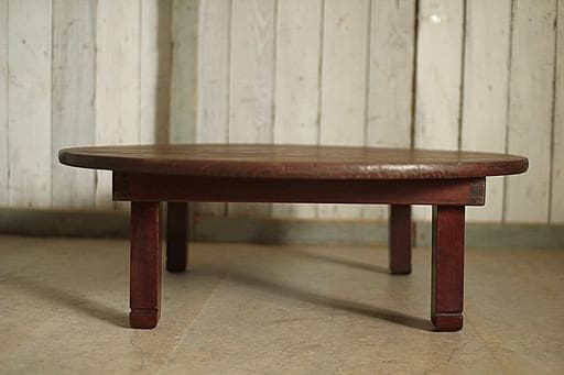 古い小ぶりな折り畳み丸テーブル　ちゃぶ台