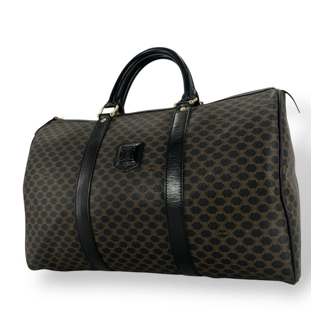 セリーヌ　ボストンバッグ　黒マカダム　トリオンフ　南京錠　旅行カバン　PVC