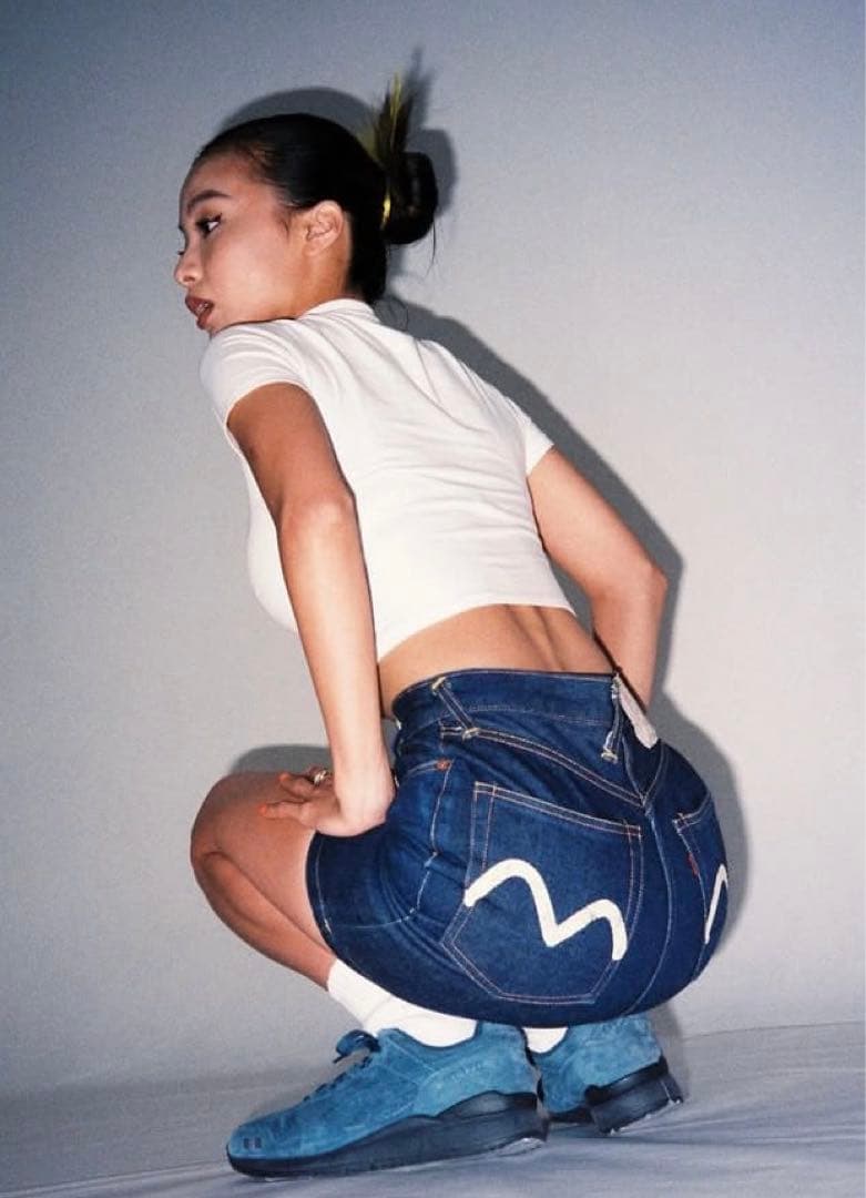 evis デニムスカート　カモメペイント