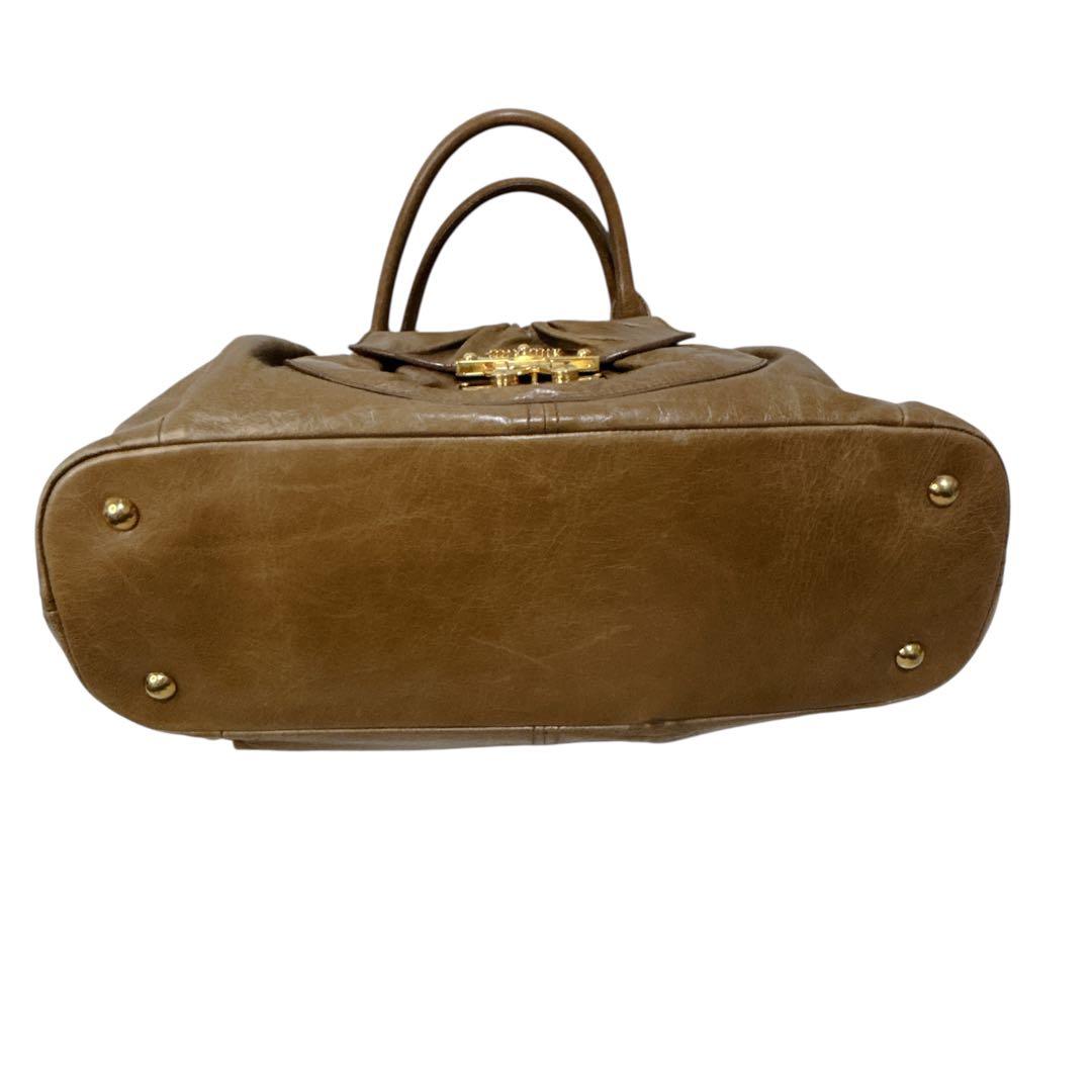 【Y2K】MIU MIU レザートートバッグ ブラウン ゴールド金具