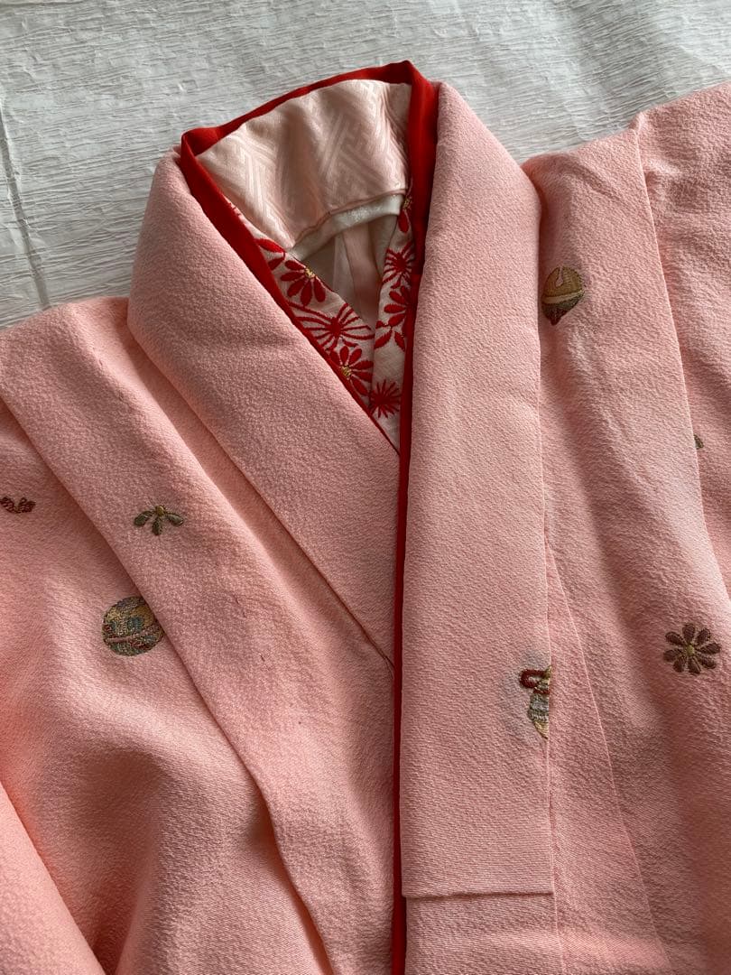 7歳七五三お着物　正絹　縮緬地　長襦袢