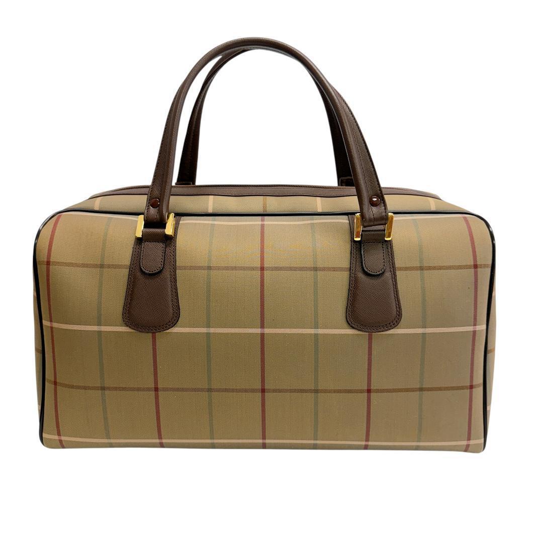 極美品 バーバリー ボストンバッグ ノバチェック レザー 旅行かばん ブラウン