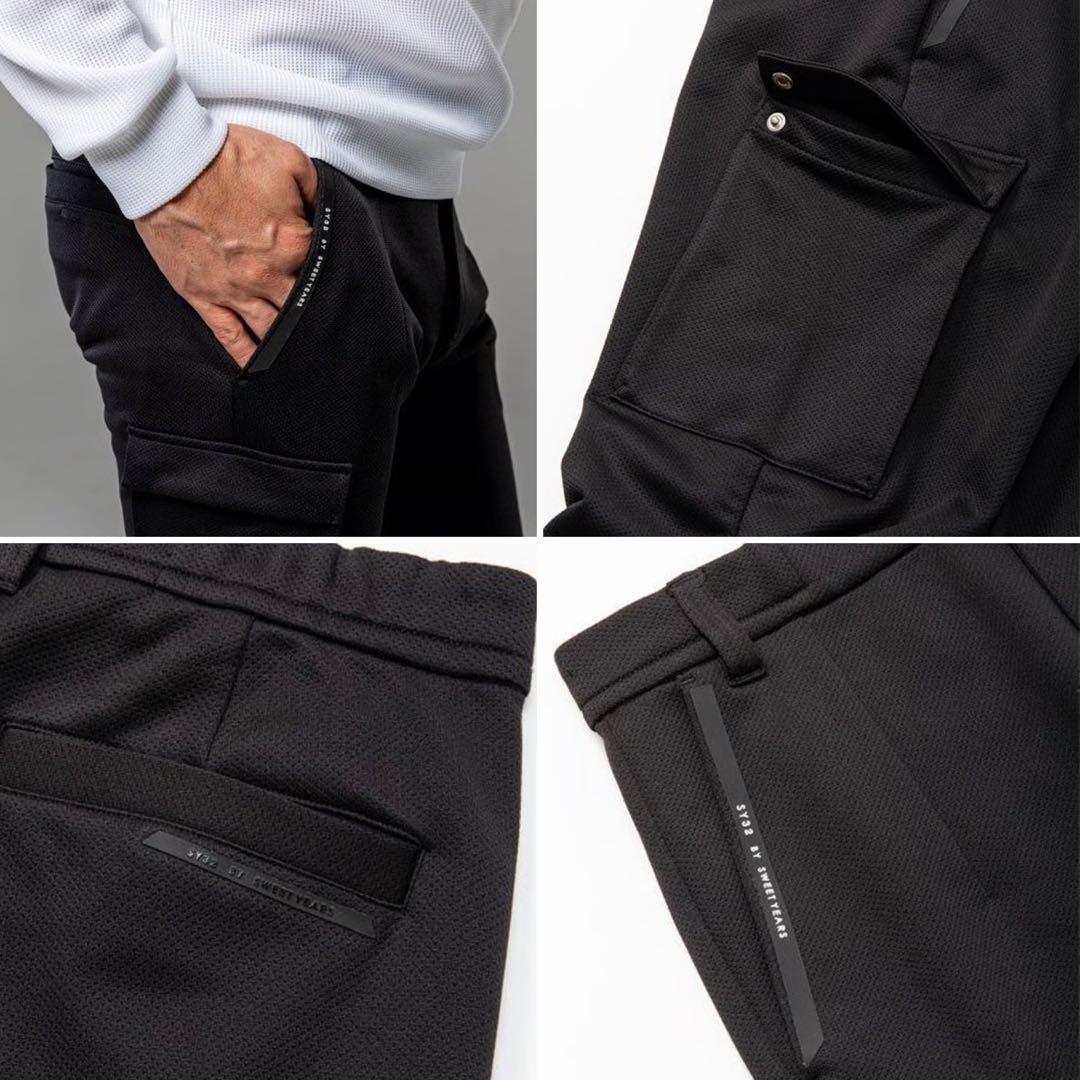 SY32 ゴルフ カーゴパンツ ［ドライメッシュスエット素材］ ブラックL