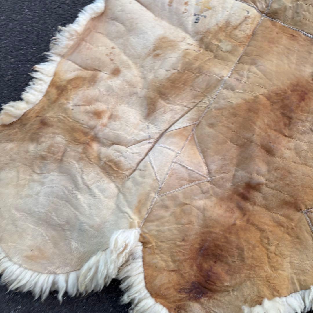 ボウロン リアルムートン 大型ラグ 天然羊毛 本革 ムートンラグ ビンテージ