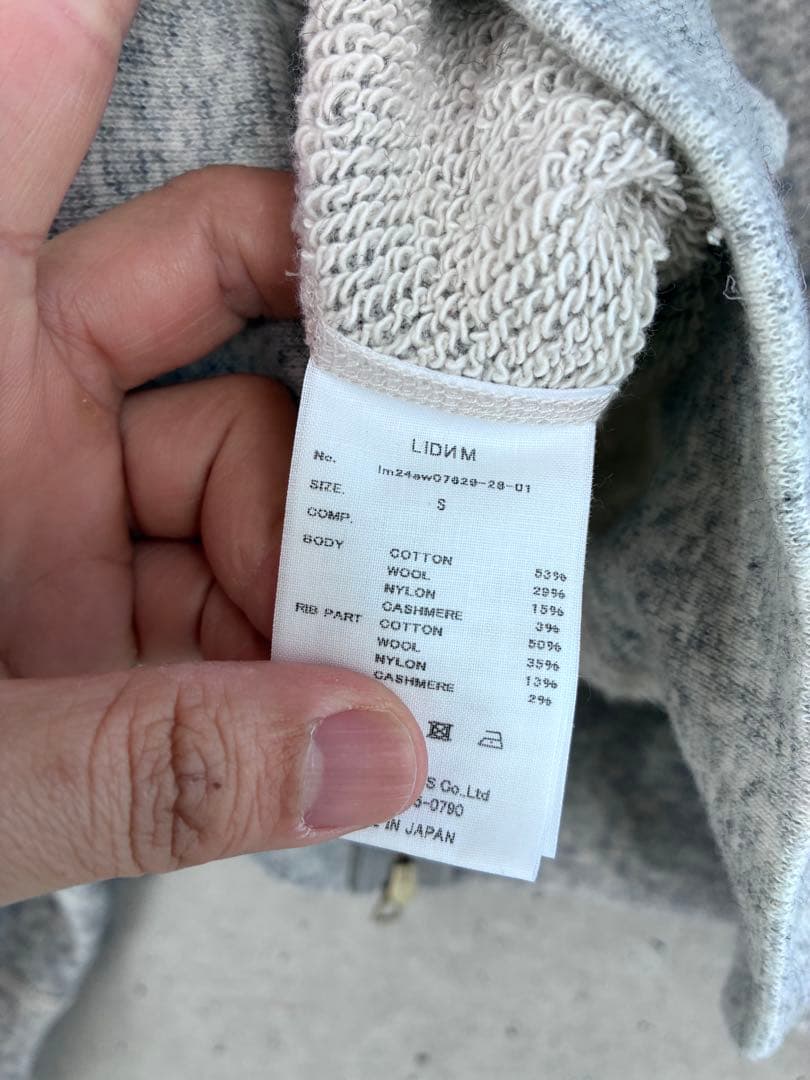 LIDNM WOOL CASHMERE ZIP HOODIE Sサイズ