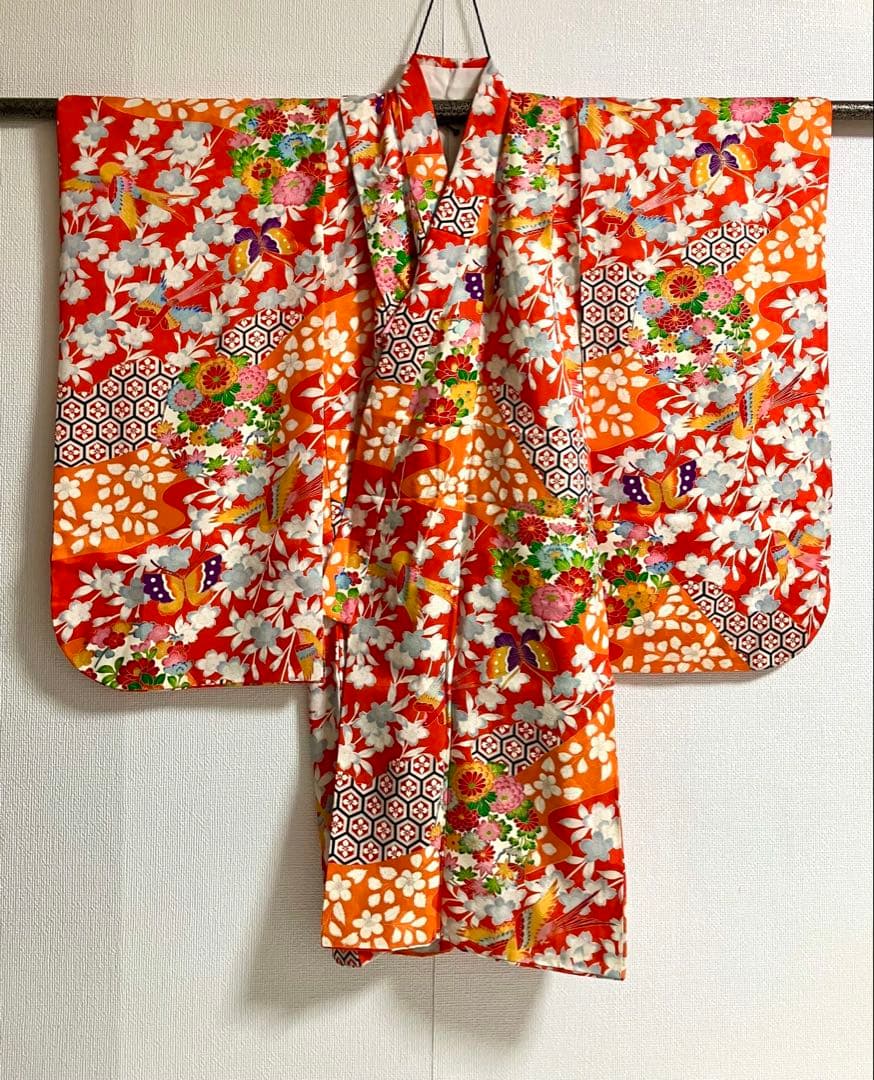 七五三　３歳〜５歳 着物、長襦袢、被布、草履、バッグ、箱せこ、髪飾り