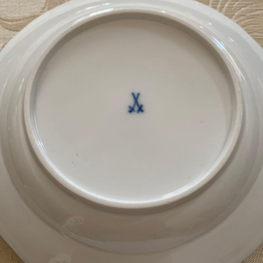 【古マイセン】恋人文／コバルト 22金彩　皿 プレート