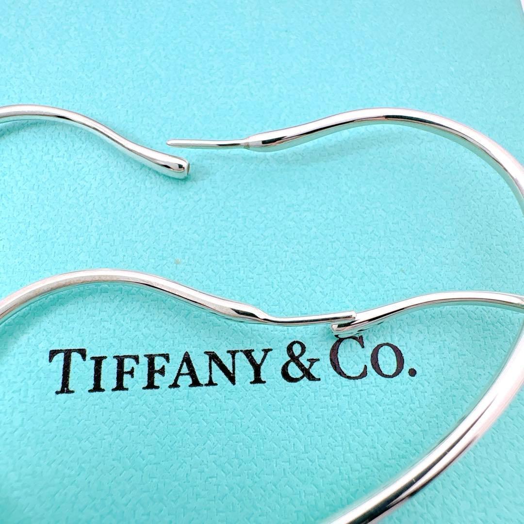 美品 ティファニー オープンハート ラージ フープ ピアス シルバー925