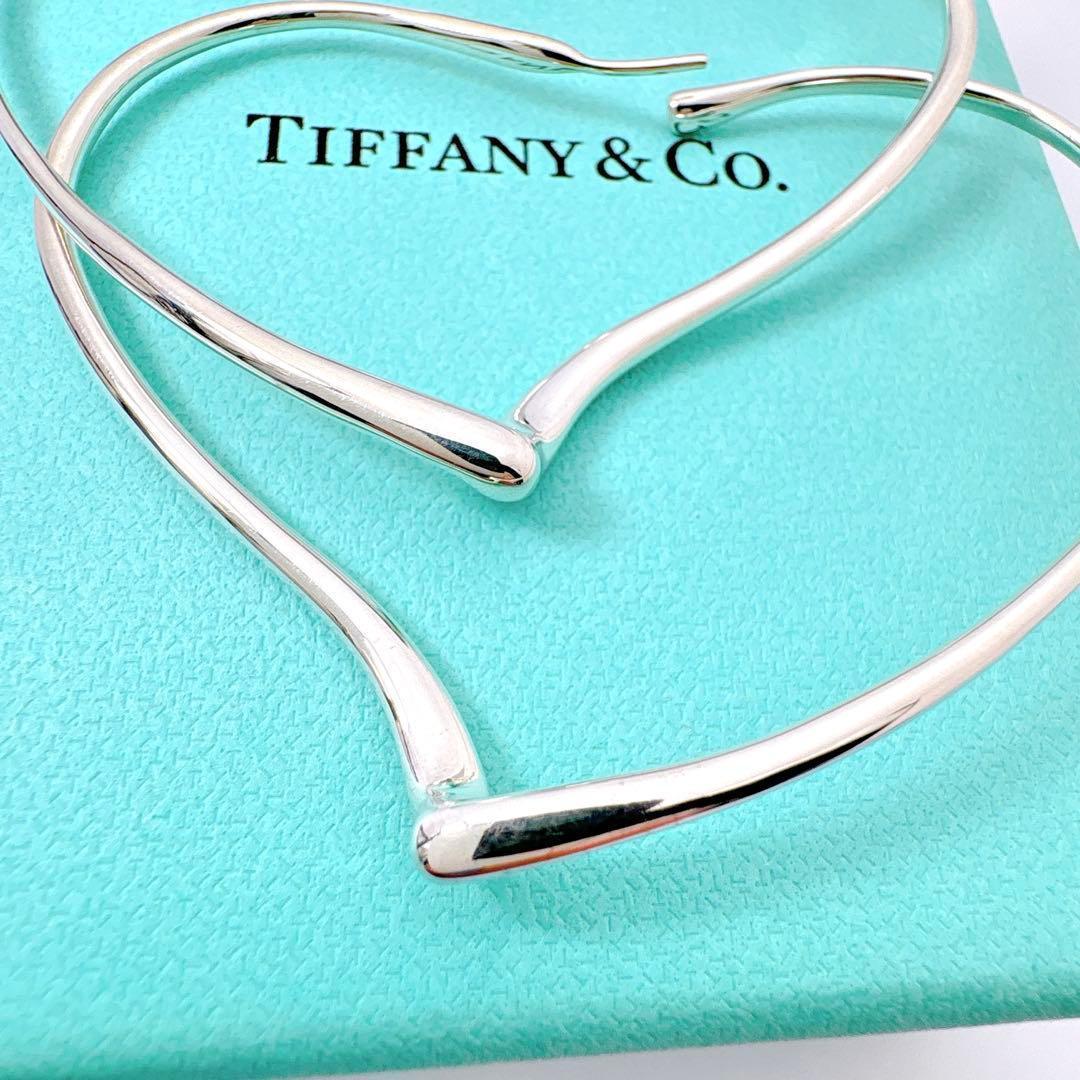 美品 ティファニー オープンハート ラージ フープ ピアス シルバー925
