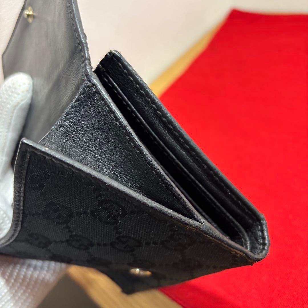 GUCCI グッチ インターロッキング Wホック 二つ折り GG BLACK