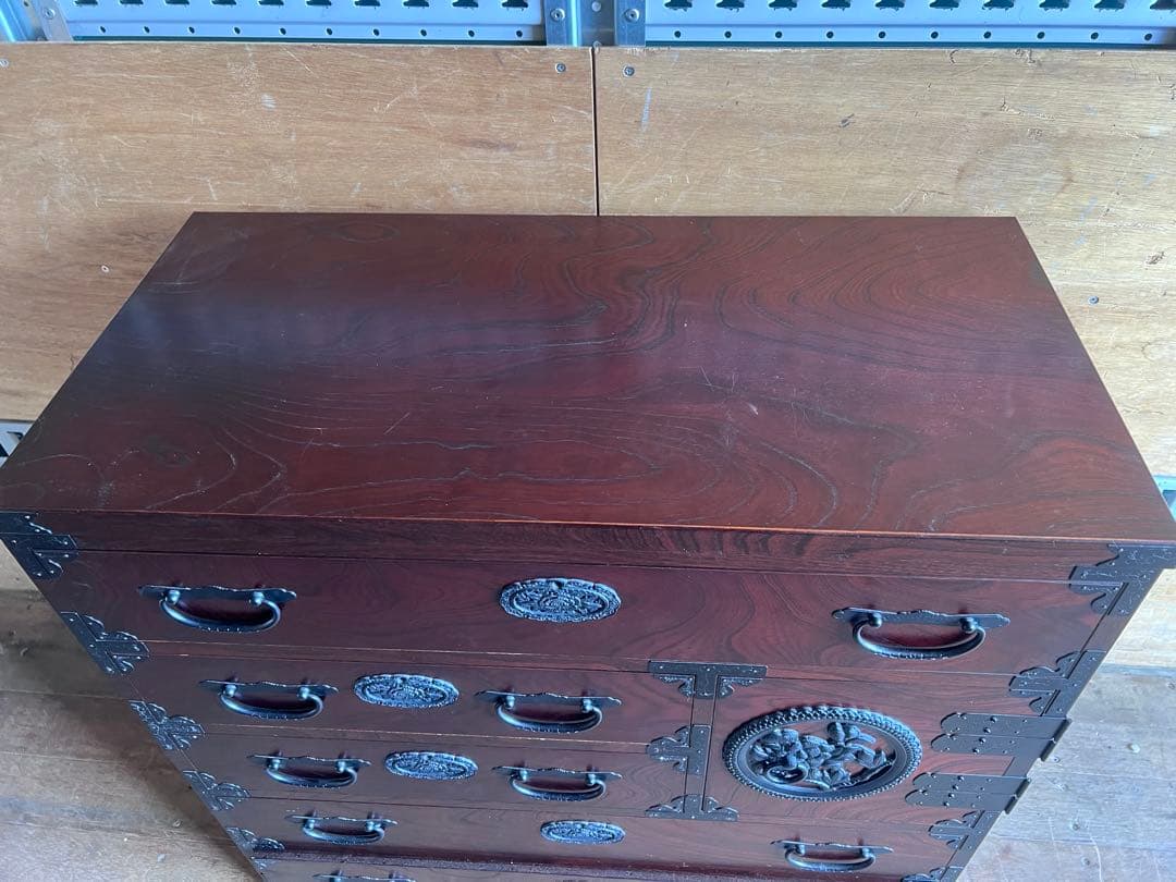 青木産業 江戸 整理箪笥 時代箪笥 5段チェスト 欅材 ケヤキ