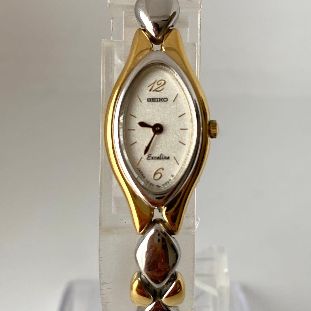 新品電池　SEIKO エクセリーヌ　腕時計　オーバル　コンビカラー