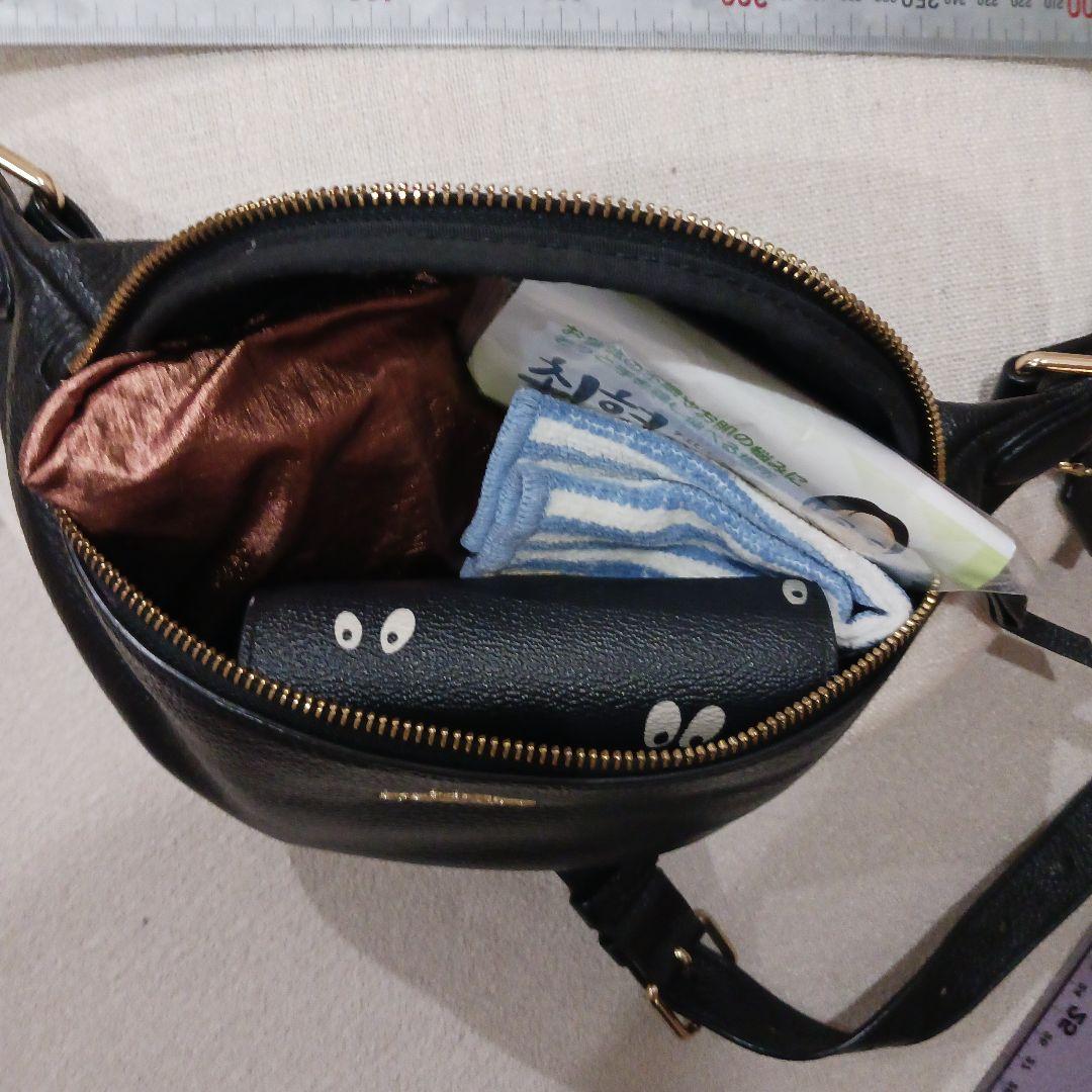 COACHブラックレザー ボディバッグ ゴールドジッパー