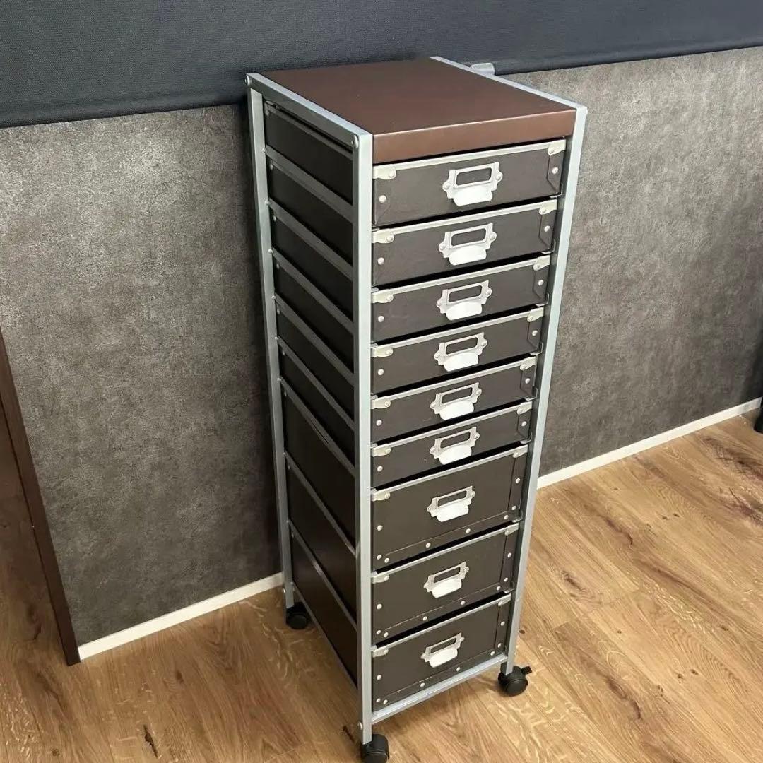 硬質パルプ 9段 キャスター付き 書類ケース レターケース スチール多段チェスト