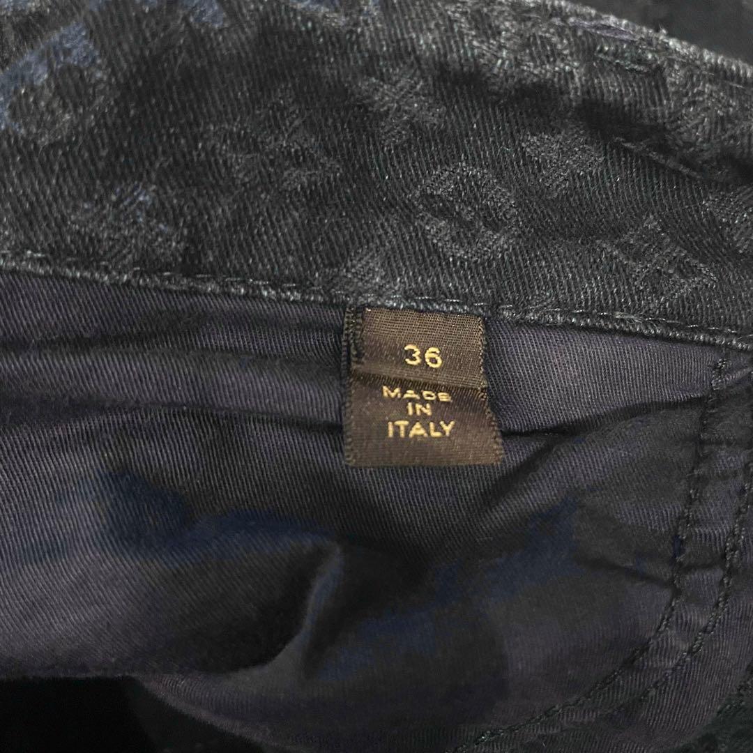 【美品】ルイヴィトン デニム パンツ モノグラム 金ボタン インディゴ 総柄