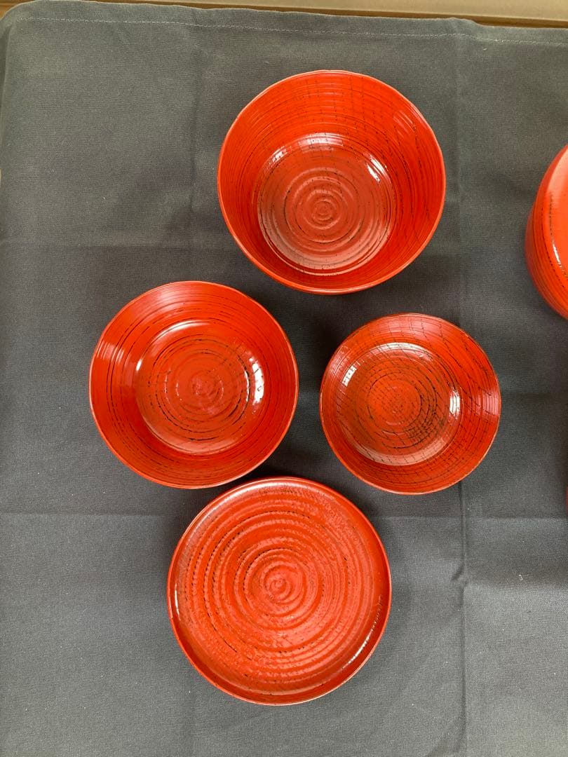 漆器　根来塗り　入り子(4点入)　3個セット