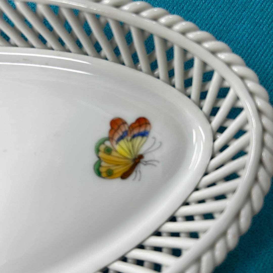 ヘレンド(HEREND)ビクトリアブーケ柄透かし彫りハンドペインティング皿