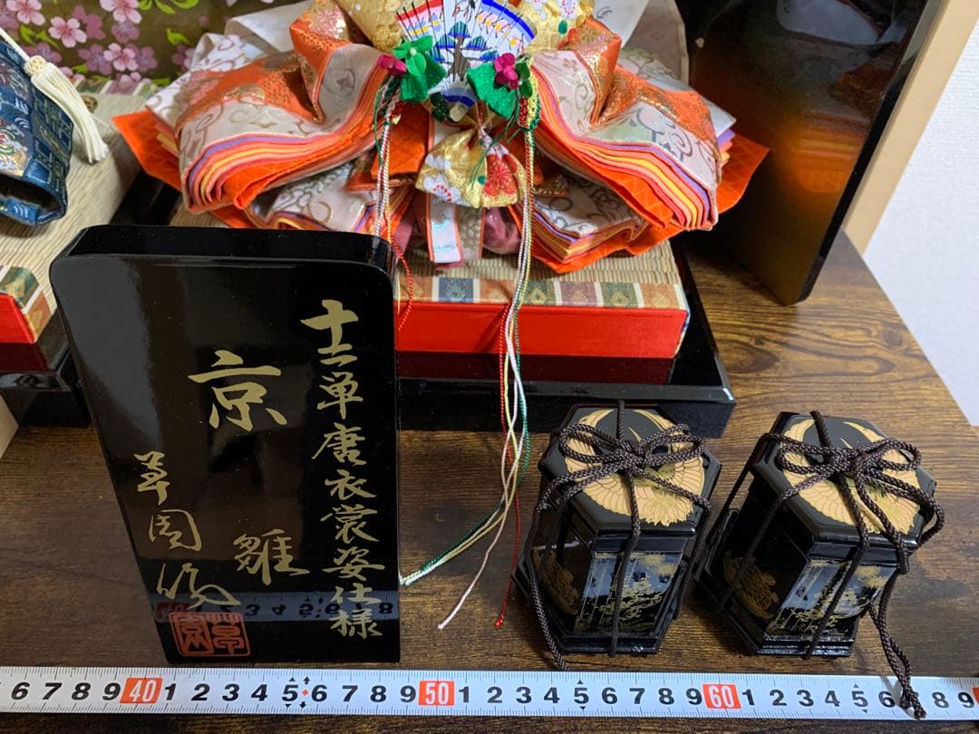 【8日迄出品】京雅　小倉草園作　絶世の美男美女　親王飾り　十二単唐衣裳姿仕様