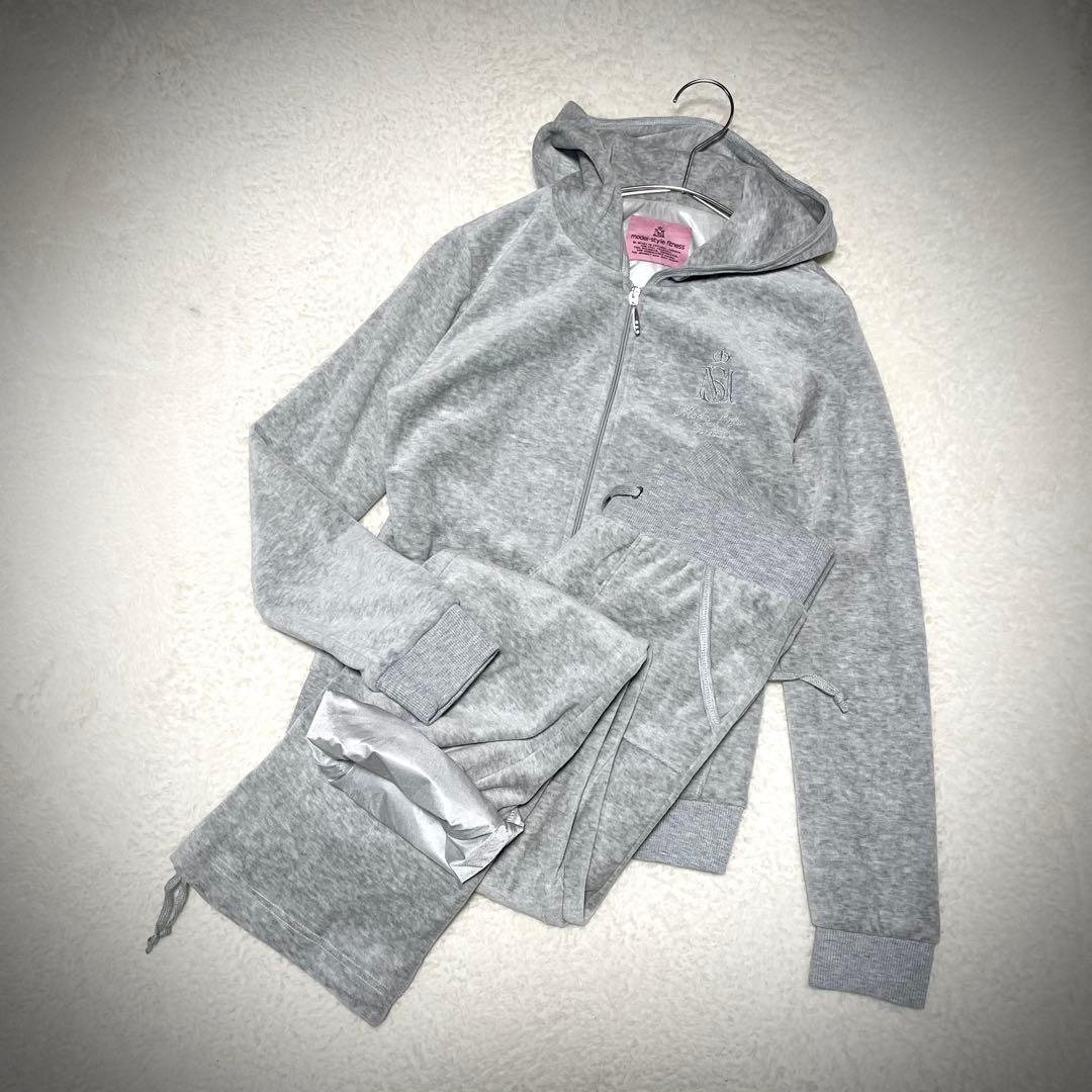 美品 ベロア セットアップ Y2K サウナスーツ スタイルアップ Ｍ グレー