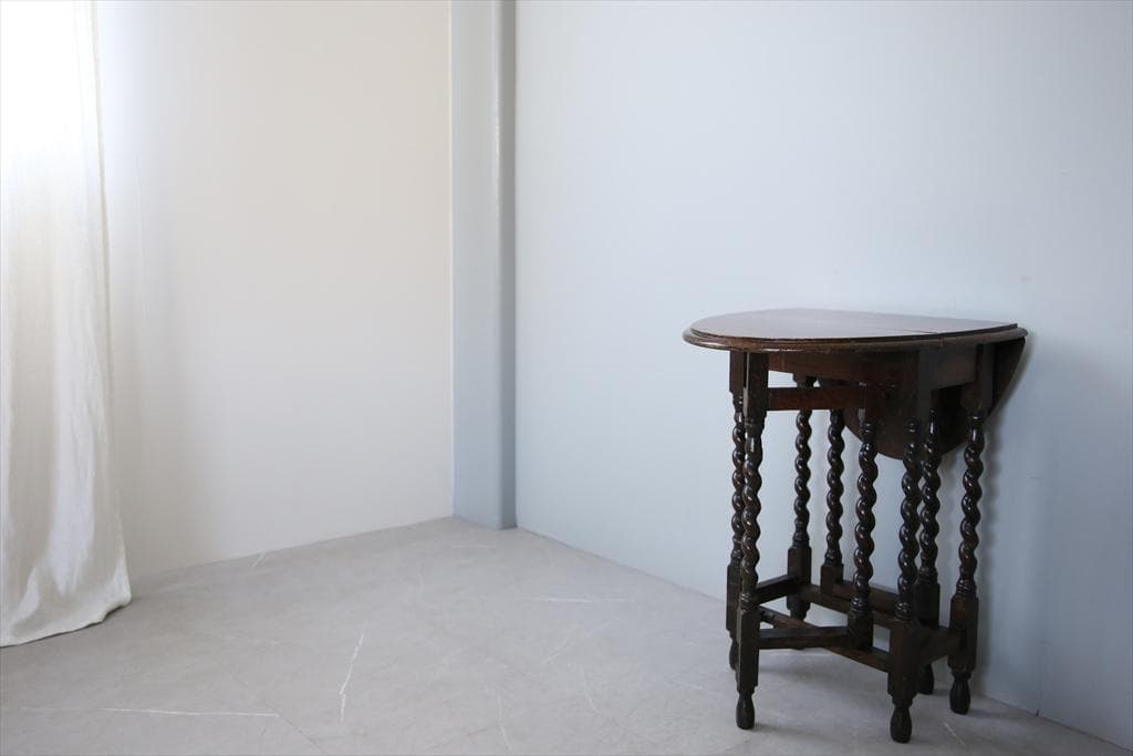 英国アンティーク木製ゲートレッグテーブル/ダイニング机バタフライ(92-187)