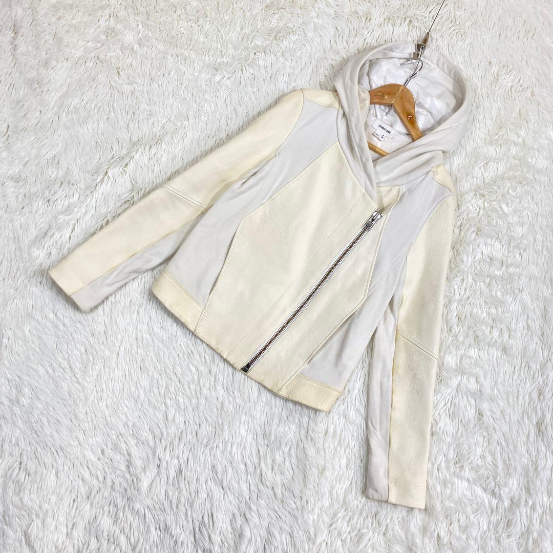 『HELMUT LANG』 (P) 切り替え スウェット レザー パーカー