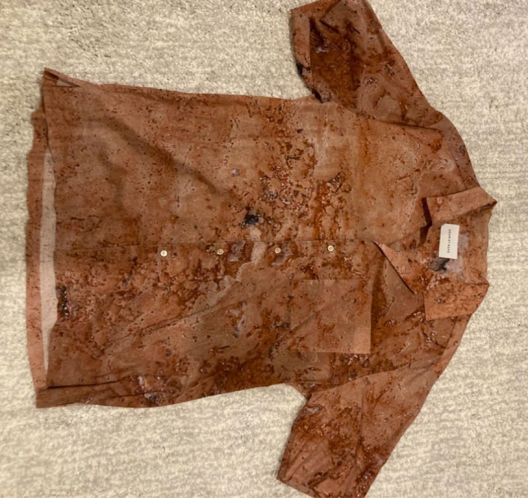 ネイチャー総柄 ドレープ オープンカラーシャツ