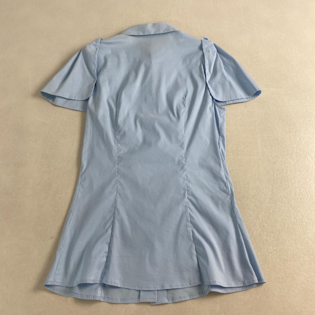 プラダ　半袖シャツ　パフスリーブ　ベイビーブルー PRADA ストレッチ 38