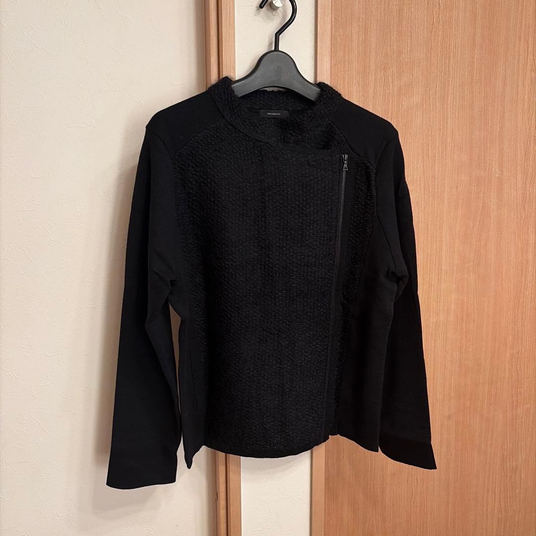 ギャバジンkt 大きいサイズ　46 ニット アウター　ジップアップ　ブラック