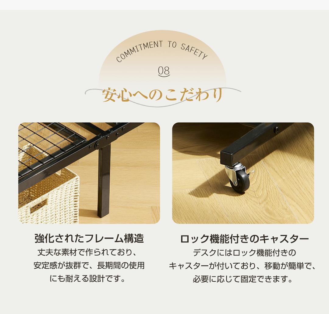 超人気！ロフトベッド（S）移動型デスク付き 北欧風　オシャレ　WHTIE