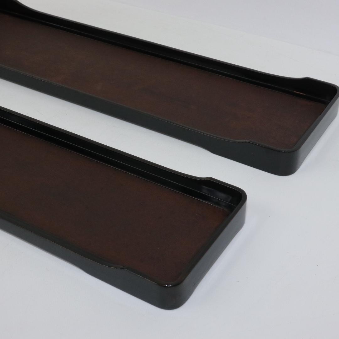 一文字盆 煎茶盆 長盆 角盆 天然木 漆 布 綿