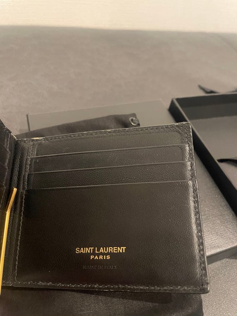 【正規品 箱 保存袋付】サンローラン YSL マネークリップ 二つ折財布 レザー