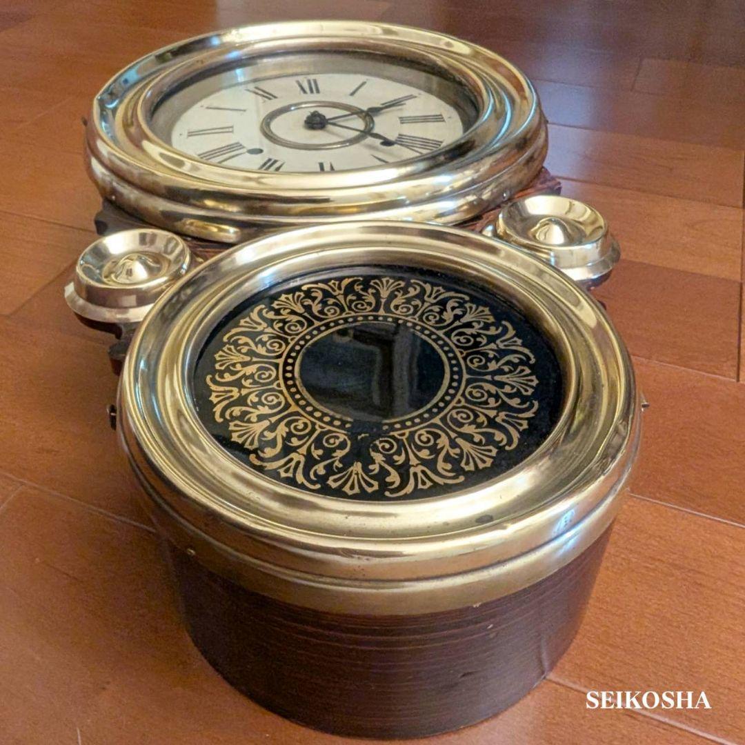 アンティーク掛時計　古時計　四つ丸　ダルマ掛時計　精工舎