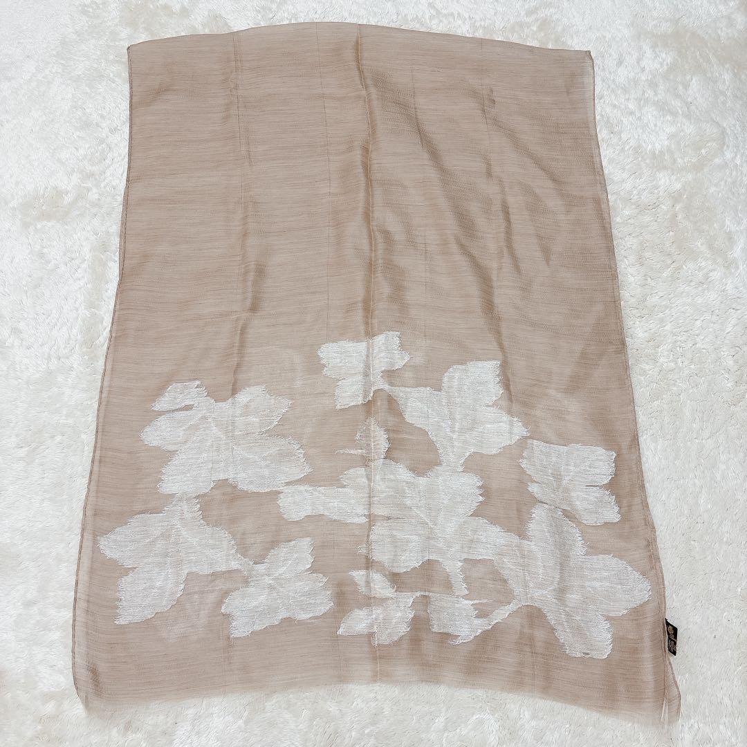 美品 Loro Piana ロロピアーナ カシシル リネン 大判ストール 刺繍