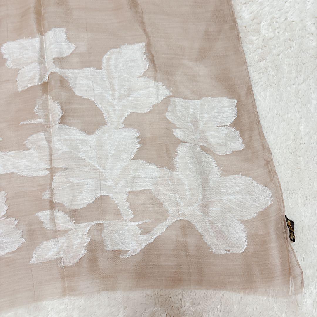 美品 Loro Piana ロロピアーナ カシシル リネン 大判ストール 刺繍