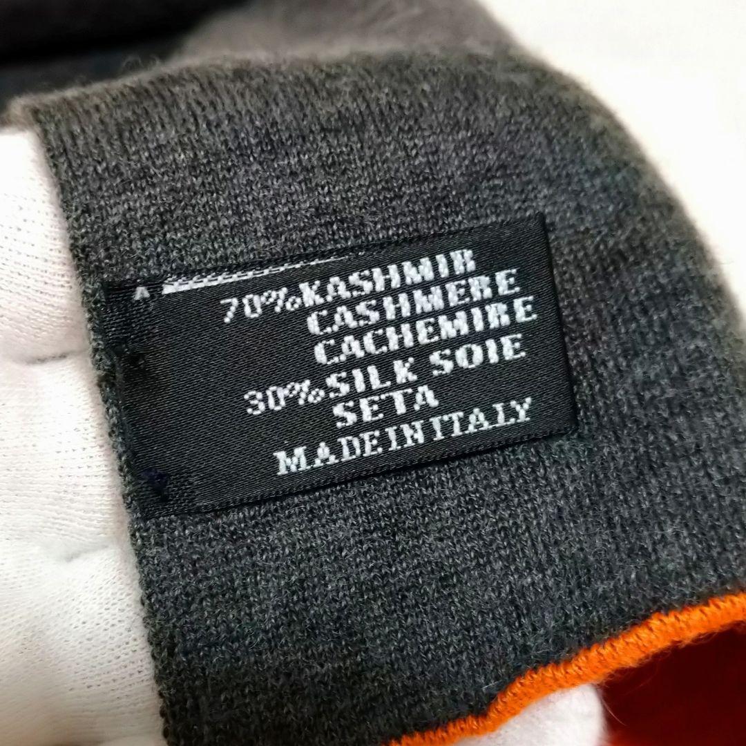 HERMES エルメスオレンジ Hロゴ カシミヤ シルク マフラー なめらか